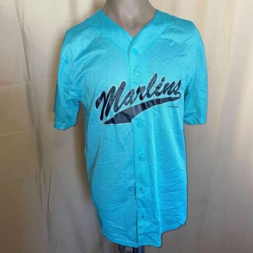 VTG LOGO ATHLETIC Vintage Florida‎ Marlins Jersey Men's XL Teal MLB Miami 1999